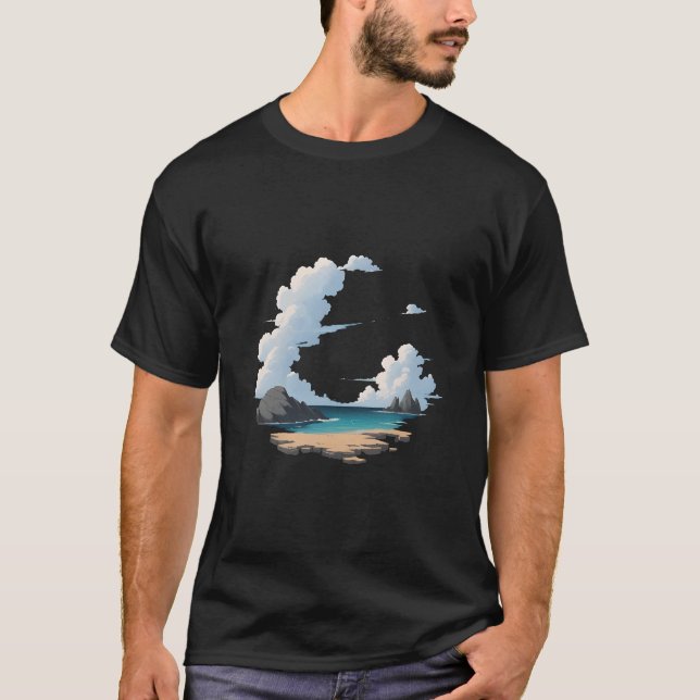 Camiseta Cena de Praia na Ilha (Frente)