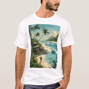 Camiseta Cena de Praia Tropical de Paraíso, T-Shirt