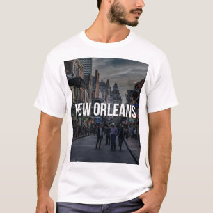 Camiseta Cena de Rua de Nova Orleans Arte Impressa Cidade