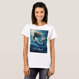 Camiseta Cena de sereia de uma moradora do mar mítica graci