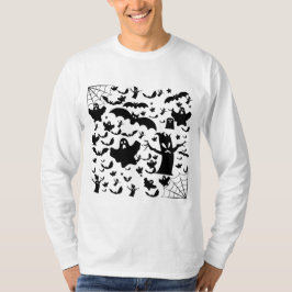 Camiseta Cena de Silhueta de Fantasma Assustador Rosa