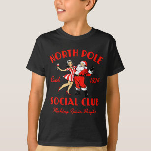 Camiseta Cena de Vinho do Papai Noel e da Senhora Vintage N