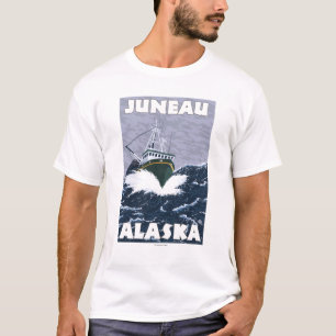 Camiseta Cena do barco de pesca - Juneau, Alaska
