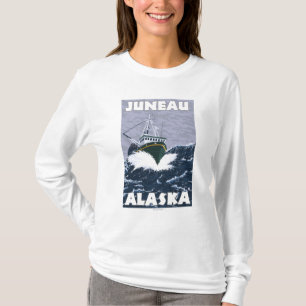 Camiseta Cena do barco de pesca - Juneau, Alaska