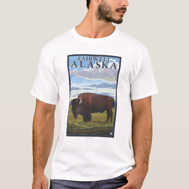 Camiseta Cena do bisonte - Fairwell, Alaska (Frente)