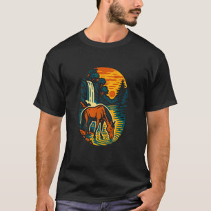 Camiseta Cena do Cavalo da Cachoeira do Pôr do Sol, Amo Cav