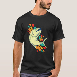 Camiseta Cena do Oceano de Humor de Peixe Saltitante Colori