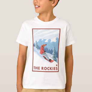 Camiseta Cena do Snowboarder - as Montanhas Rochosas