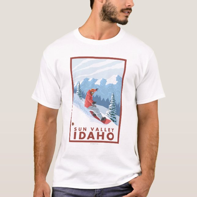 Camiseta Cena do Snowboarder - Sun Valley, Idaho (Frente)