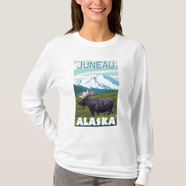 Camiseta Cena dos alces - Juneau, Alaska (Frente)