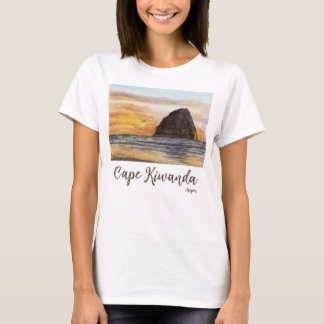 Camiseta Cena em aquarela do pôr do sol no Cabo Kiwanda na