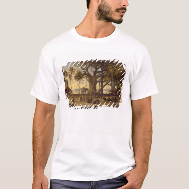 Camiseta Cena enluarada do amon indiano das figuras e dos (Frente)
