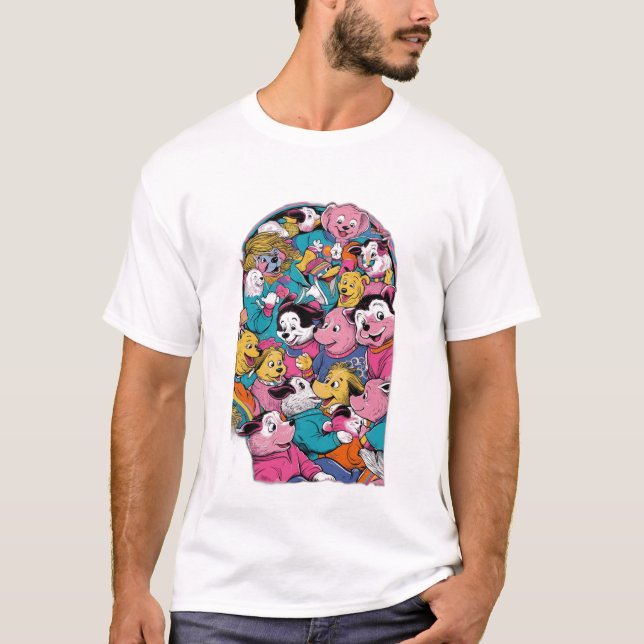 Camiseta Cena famosa recriada, mas com animais ou carrinho (Frente)