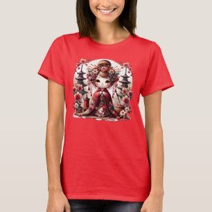 Camiseta Cena Fofa de Geisha Japonesa
