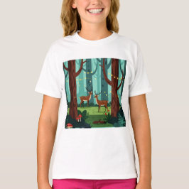 Camiseta Cena mágica da floresta com dois renques