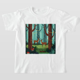 Camiseta Cena mágica da floresta com dois renques