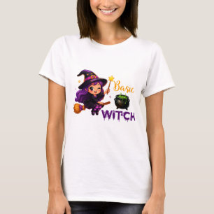 Camiseta Cena Mágica de Bruxa Fofa para Diversão de Hallowe