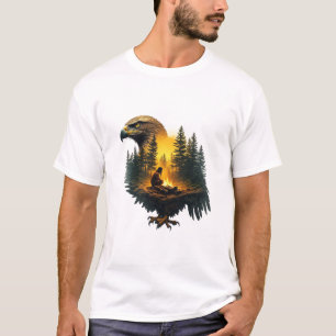Camiseta 🦅 Cena majestosa do pôr do sol na natureza com ág