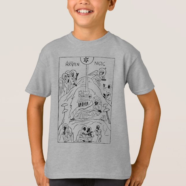 Camiseta Cena minimalista ortodoxa da Natividade (Frente)
