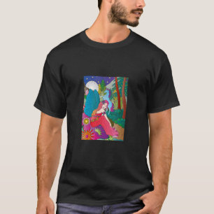 Camiseta Cena noturna de fantasia de unicórnio e fada em t