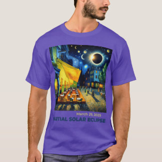 Camiseta Cena Noturna do Eclipse Solar Parcial de 29 de Mar