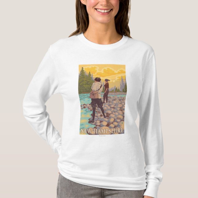 Camiseta Cena nova da pesca com mosca de HampshireWomen (Frente)