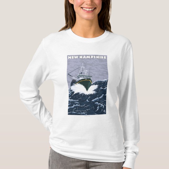 Camiseta Cena nova do barco de pesca de HampshireCrab (Frente)