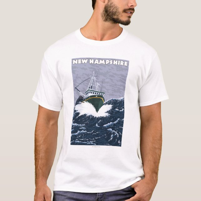 Camiseta Cena nova do barco de pesca de HampshireCrab (Frente)