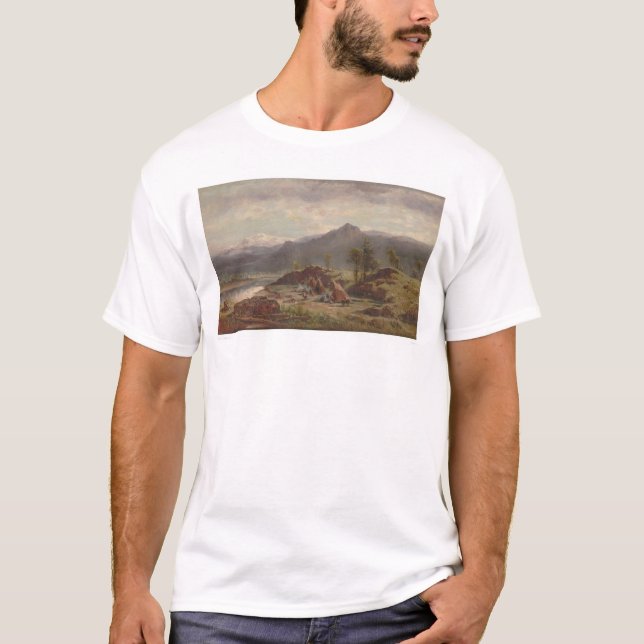Camiseta Cena ocidental com acampamento indiano (1275) (Frente)