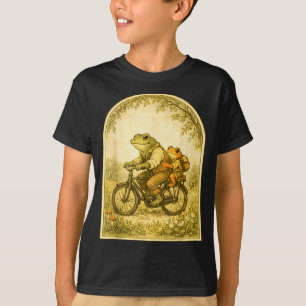 Camiseta Cena pastoral de ciclismo do pai e filho sapo no d