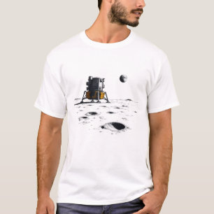 Camiseta 🛰️ Cena Retro do Pouso da Apollo 11 na Lua com a