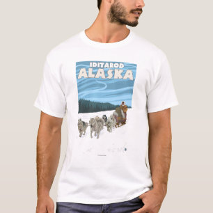 Camiseta Cena Sledding do cão - Iditarod, Alaska