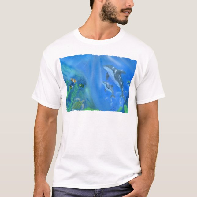 Camiseta Cena subaquática do golfinho (Frente)
