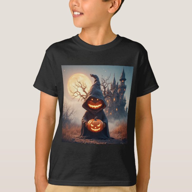Camiseta Cenário assustador de Halloween (Frente)