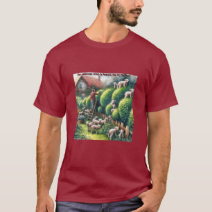 Camiseta Cenário de Cordeiros: Arte de Topiaria Ficou Lanos