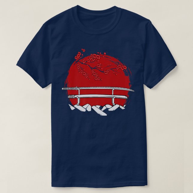 Camiseta Cenário de Cultura Samurai Japonês Vintage Sakura  (Frente do Design)