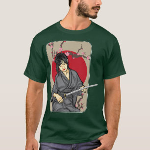 Camiseta Cenário de Cultura Samurai Japonês Vintage Sakura