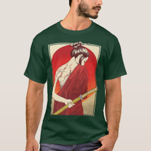Camiseta Cenário de Cultura Samurai Japonês Vintage Sakura