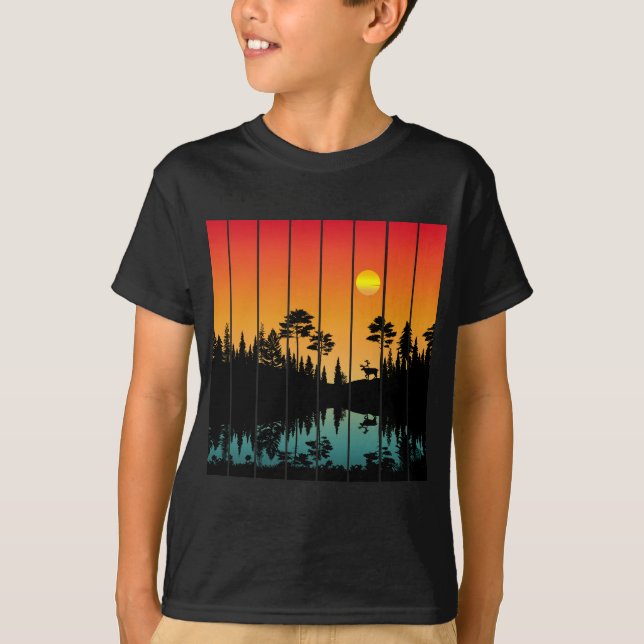 Camiseta Cenário de Nascer do Sol na Floresta do Pôr do Sol (Frente)