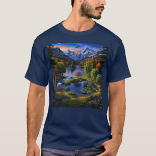 Camiseta Cenário de natureza selvagem Montanhas Cachoeiras