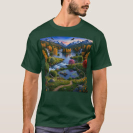 Camiseta Cenário de natureza selvagem Montanhas Cachoeiras