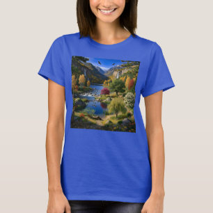 Camiseta Cenário de natureza selvagem Montanhas Cachoeiras