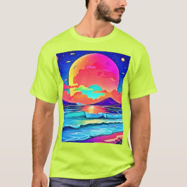 Camiseta Cenário Marítimo de Pôr do Sol Vibrante