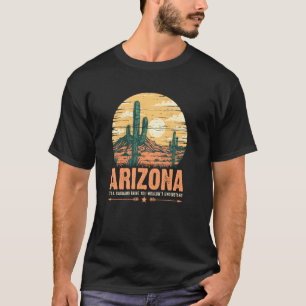 Camiseta Cenário Retro do Deserto do Arizona com Cacto Sagu