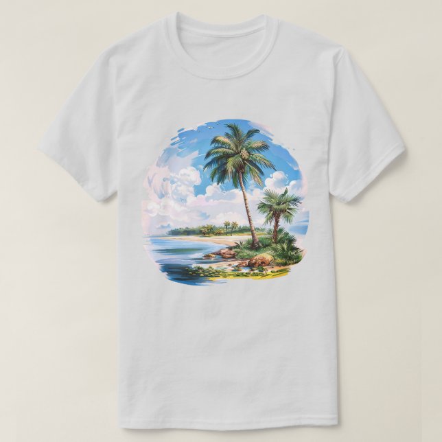 Camiseta Cenário tropical lindo personalizável (Frente do Design)