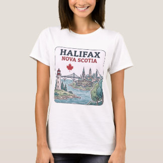 Camiseta Cenário Urbano de Halifax Nova Scotia Folha de Bor
