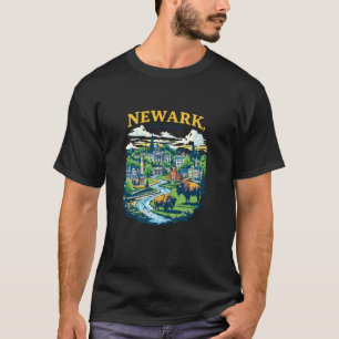 Camiseta Cenas da cidade do pôr do sol de Newark Delaware V