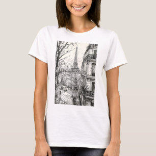 Camiseta Cenas de Paris Desenhadas à Mão