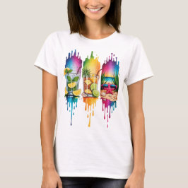CAMISETA CENAS E ITENS COM TEMA DE VERÃO BRILHANTE