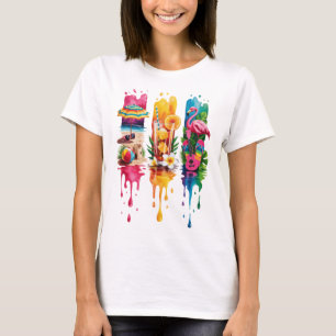 CAMISETA CENAS E ITENS COM TEMA DE VERÃO BRILHANTE
